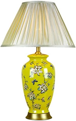 SLNFXC קרמיקה מנורת שולחן סלון פרח וציפור מצוירת יד שולחן ביד מנורת חדר שינה מנורת שולחן מיטה מנורות