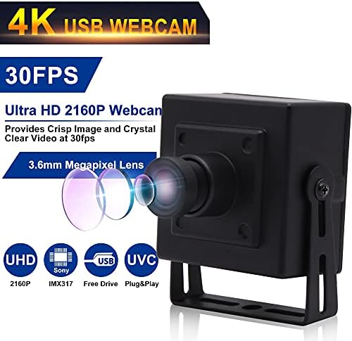 מצלמת ELP 4K 3.6 ממ עדשה מיני מצלמת USB עם מצלמת רשת 3840x2160 HD עבור Mac/Windows/Linux/Raspberry Pi מצלמת