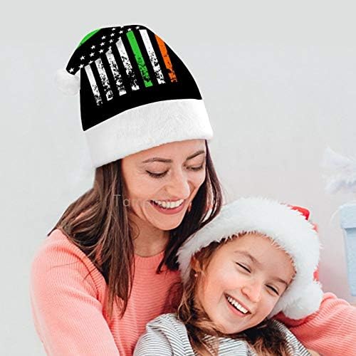 חג המולד סנטה כובע, אירי אמריקאי דגל חג המולד חג כובע למבוגרים, יוניסקס נוחות חג המולד כובעי