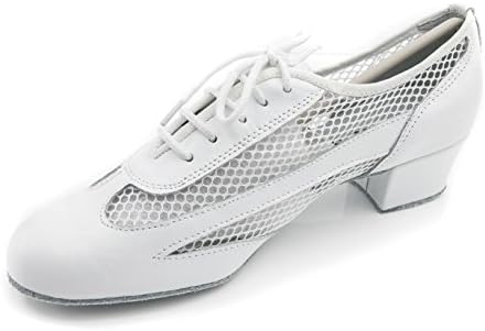 נעלי Bluebell בעבודת יד נעלי תחרות סלסה לנשים נעלי ריקוד Ceto 1.6 אינץ ' - עור לבן