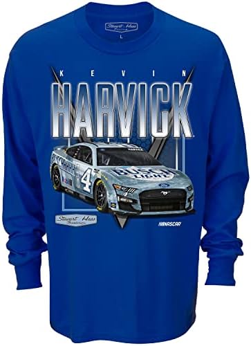 ספורט דגל משובץ קווין הרוויק חולצת שרוול ארוך לגברים - NASCAR Royal Blue Automotive Macing Apperel 2xl