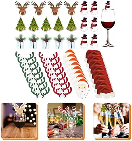 גלפדה חתונת דקור 80 יחידות חג המולד יין זכוכית קסמי חג המולד יין סמני כרטיסי עץ שמפניה קוקטייל
