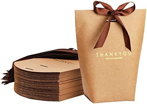 40 חבילה תודה שקיות מתנה עם סרטים, 3.1 איקס2. 3 איקס6. 5 קראפט נייר מתנה לעטוף קופסות המפלגה לטובת לטפל שקיות
