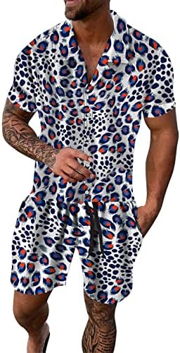 תלבושות אימוני 2 חלקים לתלבושות לגברים כפתור חולצה הוואי טרופית וסטים קצרים תלת מימד הדפסת