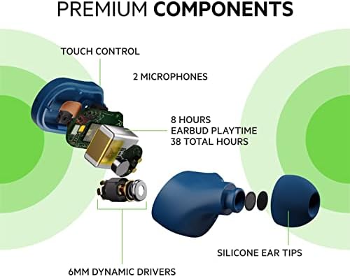 אוזניות אלחוטיות של בלקין, צורת צליל מנגנות אוזניות אלחוטיות אמיתיות עם מטען מהיר של USB -C, זיעה IPX5 ועמידה