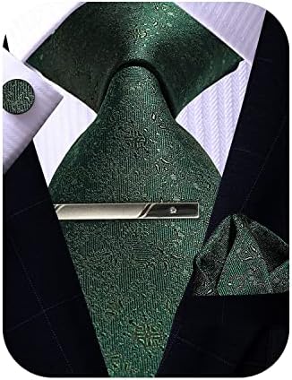 רוברטו גבאני גברים עניבה וכיס מרובע סט, משי עניבת מטפחת חפתים וקליפ סט לגברים