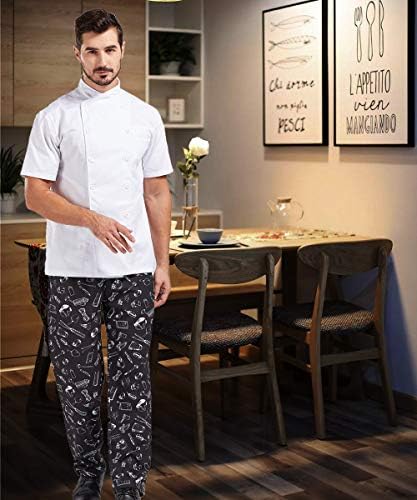 נאנקסון גברים של בבאגי שף מכנסיים, מודפס לעבוד מכנסיים עם אלסטי מותניים מסעדת מטבח מדים 2013