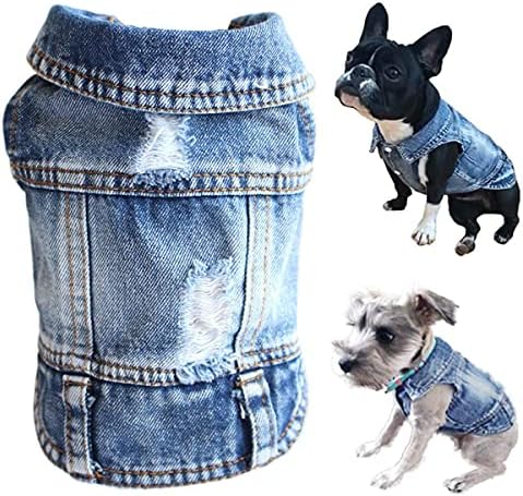 ז'קט ג'ין כלב, תלבושת מעיל אפוד דש דש ג'ינס כחול, בגדי חולצת טריקו של ילד, תלבושות לבוש מגניבות ומצחיקות, תלבושות