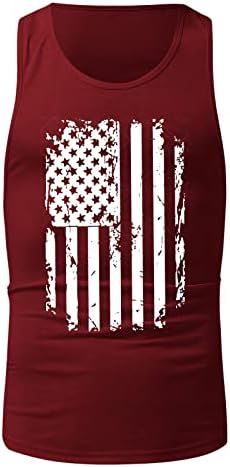 יום העצמאות של Beuu גופיות פטריוטיות לגברים רטרו רטרו דגל אמריקאי אפוד ללא שרוולים קיץ אימון אימון