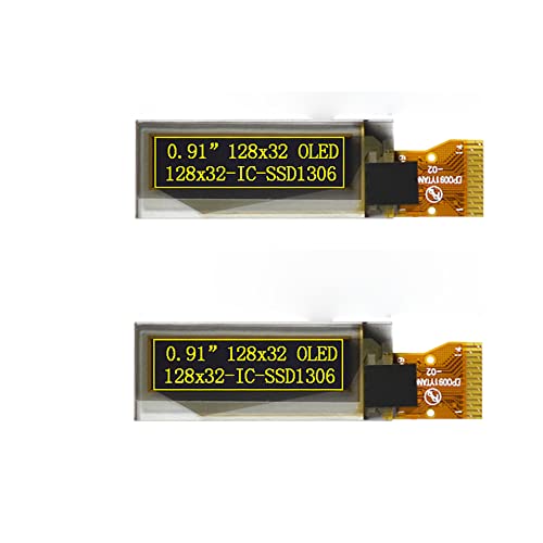 2 PCS I2C OLED מודול תצוגה 0.91 אינץ 'I2C SSD1306 OLED תצוגה מודול צהוב I2C OLED DRIVER DRIVER DC 3.3V ~ 5V