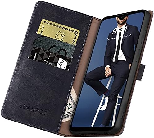 Suanpot עבור סמסונג גלקסי A02s עם RFID חוסם ארנק עור מחזיק כרטיסי אשראי, הפוך ספר טלפון טלפון עטיפה אטומה