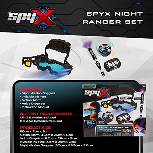 סט ריינג'ר Spyx / Night - כולל משקפי משימה לילה / אזעקת תנועה / משווה קול / עט דיו בלתי נראה.