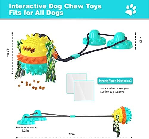 צעצועי כלבים לעיסות אגרסיביות מחזקים כוס יניקה כפולה משיכה של מלחמה כלבי פאזל אינטראקטיביים צעצועים בלתי