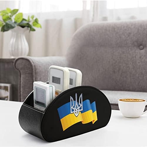 דגל אוקראיני מרחוק טלוויזיה לבקרת טלוויזיה מארגן תיבת אחסון עור PU עם 5 תאים לחדר שינה שולחני