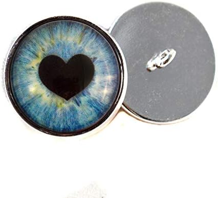 לב כחול ולנטיין תפור על כפתור זכוכית עיני בובה ריאליסטית ממידה מזוג פלאשי של בעלי חיים עבור בובות אמנות, פסלים,