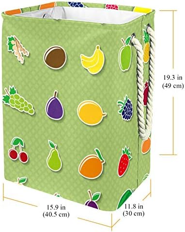 סט של סמלי פירות שונים מבודד 300 ד אוקספורד עמיד למים סל כביסה סל כביסה גדול עבור שמיכות בגדים צעצועים בחדר