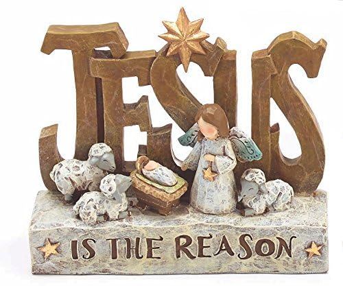 כפרי מפוסל מגזרת סצנת המולד דמות עם ישו הוא הסיבה חג המולד הודעה - שולחן דתי נוצרי חג המולד צלמית חג קישוט-מנטל
