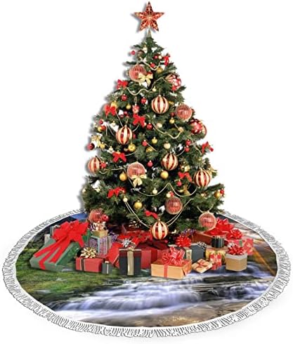 חצאית עץ חג המולד של Sunrise Sunstape, מחצלת חצאית עץ חג המולד עם ציצית לעיצוב מסיבות חתונה לחג 48