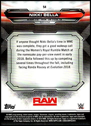 2019 Topps WWE RAW 54 כרטיס מסחר בהיאבקות ניקי בלה