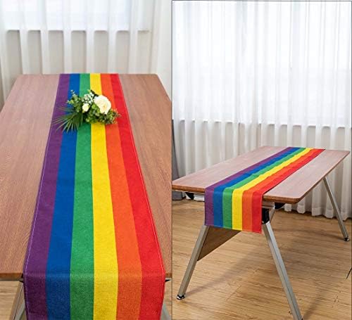 דע אותי להטבים גאווה גאווה יום קשת רץ שולחן - פסי קשת קישוטי שולחן ללהטבים לאירוע המצעד ההומוסקסואלי הלהטבי.