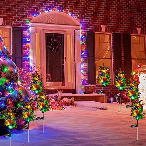 אורות חג מולד סולאריים, אורות גן עץ סולארי חיצוני אטום למים לגינה מסלול מסלול חצר עיצוב חג המולד קישוטי עץ