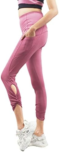 גרביונים בעלי עלייה גבוהה של נשים/מכנסי יוגה/חותלות עם כיסים 4 כיוונים סטיילינג קשרים נמתחים בתחתית