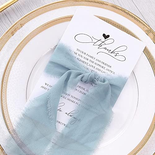 חתונה ביתית של דוריס תודה הצב כרטיסי הגדרה עם סרטי שיפון כחולים מאובקים, הדפס 4 על 6 כדי להוסיף למרכזי