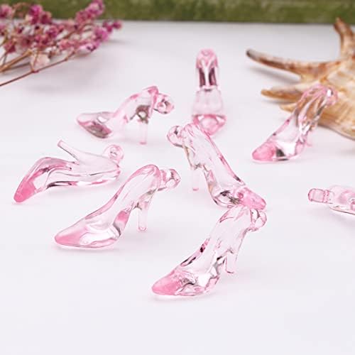 ECYC 24 PCS מיני נעלי זכוכית מפלסטיק, נעלי זכוכית עקביות גביש פלסטיק ברורות נעלי זכוכית למסיבת