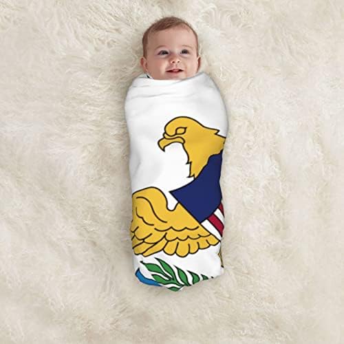 דגל של איי הבתולה של ארצות הברית שמיכה לתינוקות מקבלת שמיכה לעטיפת כיסוי חוט -יילוד של תינוקות