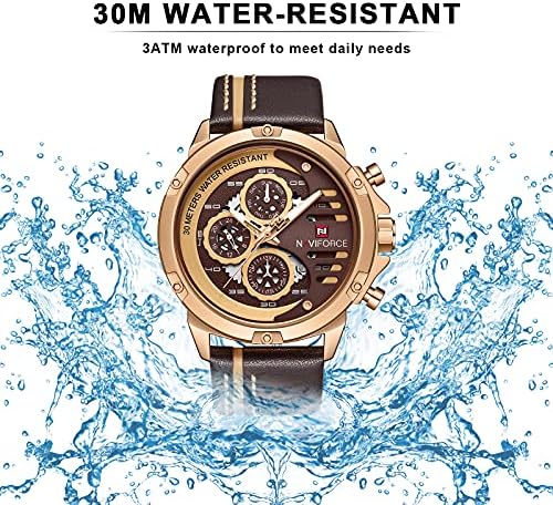ספורט צבאי שעונים לגברים עמיד למים שעון אנלוגי קוורץ רצועת עור תאריך לוח שנה שעון שעוני יד