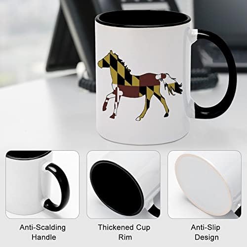 דגל מרילנד סוס קרמיקה ספל קריאייטיב שחור בתוך כוס קפה קפה ספלי ידית עמידה מתנות ייחודיות