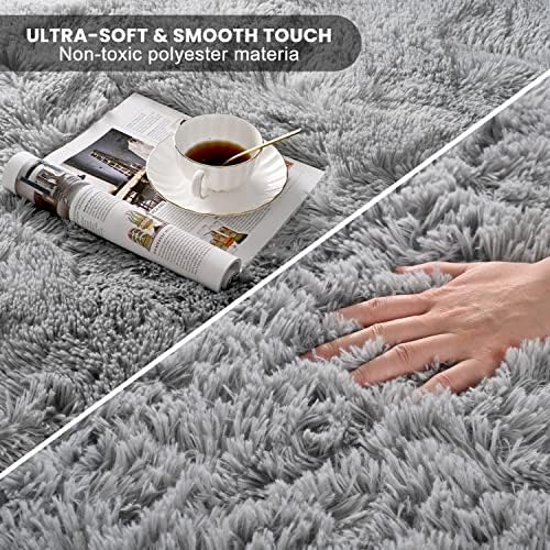 טארג שטיחים רכים במיוחד לעיצוב בית שטיחים באזור 5 על 8 רגליים אפור לחדר שינה, שטיחי קטיפה רכים חמודים