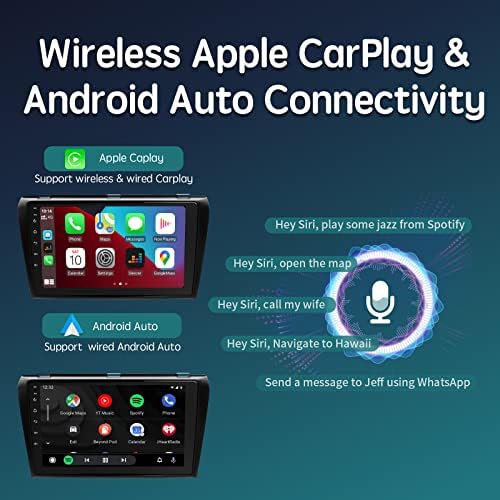 Viabecs Android 10.0 סטריאו לרכב עם Apple Carplay עבור Mazda 3 2004-2009, רדיו רכב מסך מגע בגודל 9 אינץ
