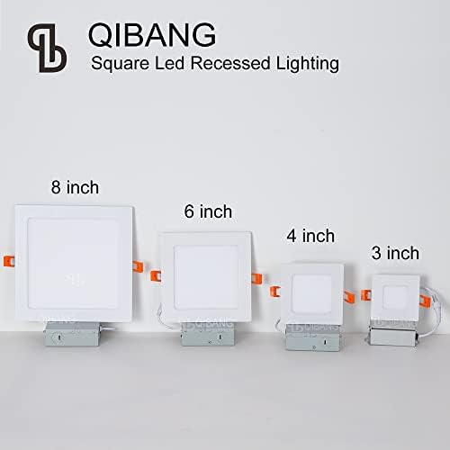QIBANG 3 אינץ 'LED מרובע תאורה שקועה לעומק עם J-Box, 3CCT 3000K-6000K ניתן לבחירה 6W CRI80+ 500LM LED דקה