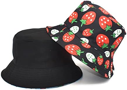 כובע דלי Miashui ילדים כובעי דלי שחור דלי תות הדייג ללבוש יוניסקס מסיבה חיצונית לנשים טכנו כובע