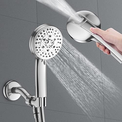 LEPO 7 הגדרות ראש מקלחת עם כף יד, פונקציית ניקוי חזקה מובנית ראש מקלחת בלחץ גבוה עם כביסה של גומי