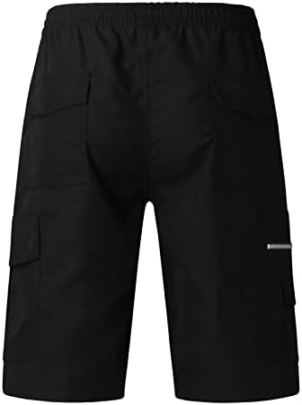 מכנסי אריג גברים של Miashui קיץ זכר קיץ ישר מטען מוצק מכנסי כיס מכנסיים קצוצים מכנסיים מכנסיים