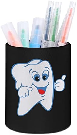 שן רופא שיניים עור מפוצל עיפרון מחזיקי עגול עט כוס מיכל דפוס מארגן שולחן עבור משרד בית