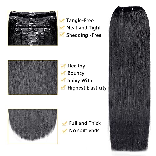 ליזילף יקי ישר קליפ בתוספות שיער לנשים שחורות 8 יחידות עם 18 קליפים ברזילאי אמיתי שיער טבעי קליפ