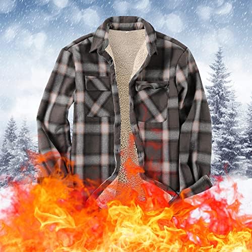 XXBR מעילים משובצים חולצות לגברים, כפתור רוכסן עם ז'קט מרופד עם ברדס עם מעילים רוכסנים רופפים בחורף