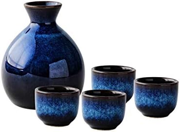 סגנון יפני של משק בית יצירתי סט סאקה כחול מיני קרמיקה בקבוק וינטג
