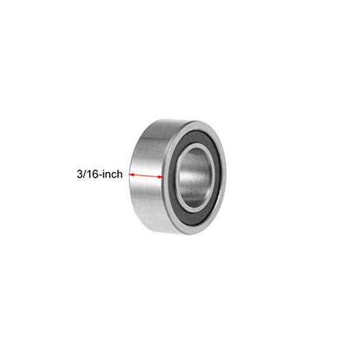 UXCell R188-2RS מיסבי כדור חריץ עמוקים 1/4 x 1/2 x 3/16 אטום כפול אטום פלדה P0 10 יחידות