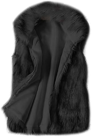Ndvyxx נשים אופנה דמוי פרווה מעיל פרווה מעיל אפוד קצר מעיל מעיל ללא שרוולים
