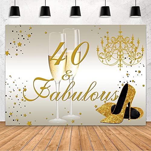 מהופונד שמח מסיבת יום הולדת 50 לנשים קישוט רקע זהב עקבים גבוהים ושמפניה נהדר יום הולדת 50 צילום רקע סטודיו