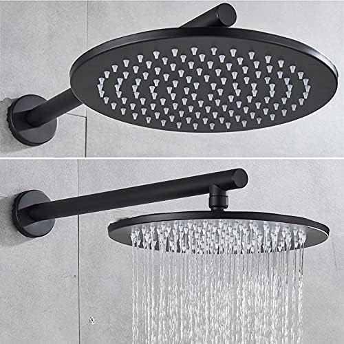 מקלחת מערכת, שחור גשם מקלחת ברז מכיל גשם מקלחת ראש עם כף יד מקלחת, אמבטיה קיר רכוב מקלחת גשם מתקן סט,12 אינץ