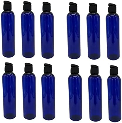 חוות טבעיות 8 גרם בקבוקי פלסטיק קוסמו כחולים -12 חבילה לבקבוק ריק ניתן למילוי מחדש - BPA בחינם - שמנים אתרים -