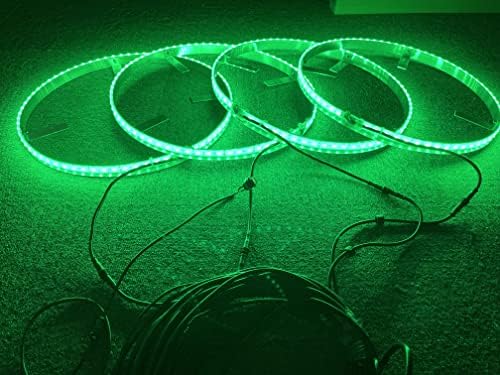 סנדו טק 17.5 ירוק מוצק צבע הוביל גלגל טבעת אורות אייפ68 עמיד למים 4 אורות / סט הבהיר 300 נוריות