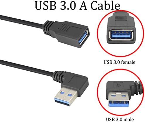 HCFENG USB 3.0 זווית ימנית זכר זכר לנקבה כבל הרחבה נשי USB 3.0 זכר מרפק שמאלי ל- USB 3.0 מתאם נשי מהירות