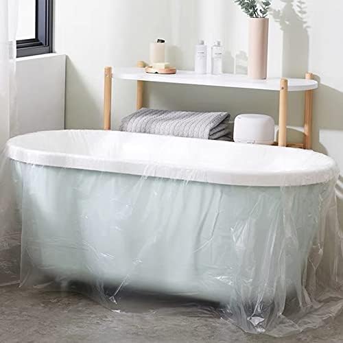 Healcity 10 חבילות של בטנת כיסוי אמבטיה ניידת חד פעמית, שקית ניילון גדולה של אוניית אמבטיה לסלון, בית ומלונות