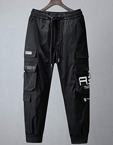 Astellarie Mens Jogger Pants מכנסיים טק -הופ היפ הופ פאנק הרם מטען ג'וג'ר פנט בגדי רחוב מכנסי